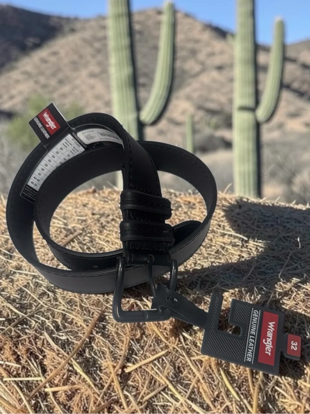Wrangler Black Leather Double-Loop Belt